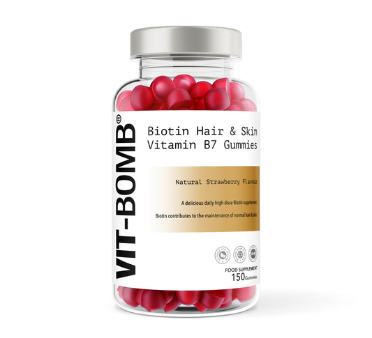 VIT-BOMB® Biotin Hair & Skin Vitamin B7, Strawberry Flavour Gummies